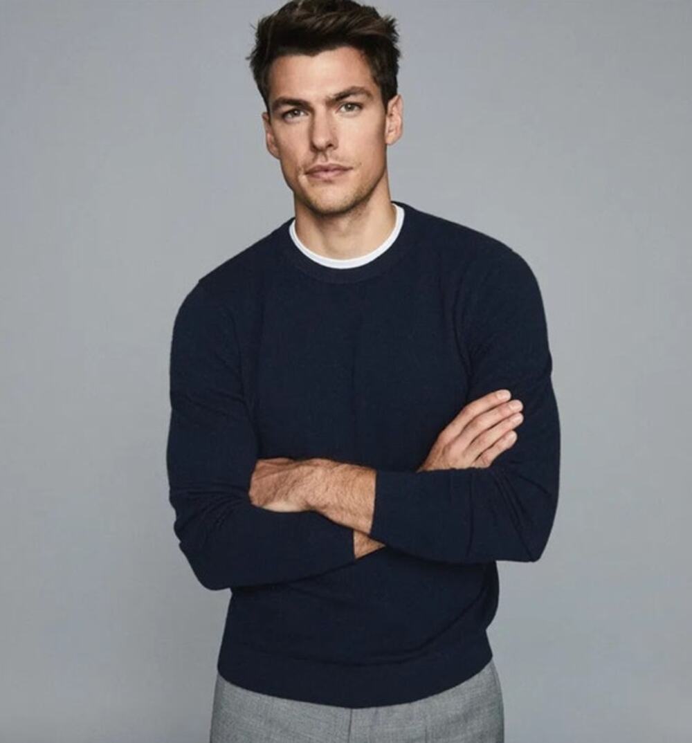 REISS Chancer 100% Cashmere Crew Neck Jumper Size M NEW Navy Blue Sweater